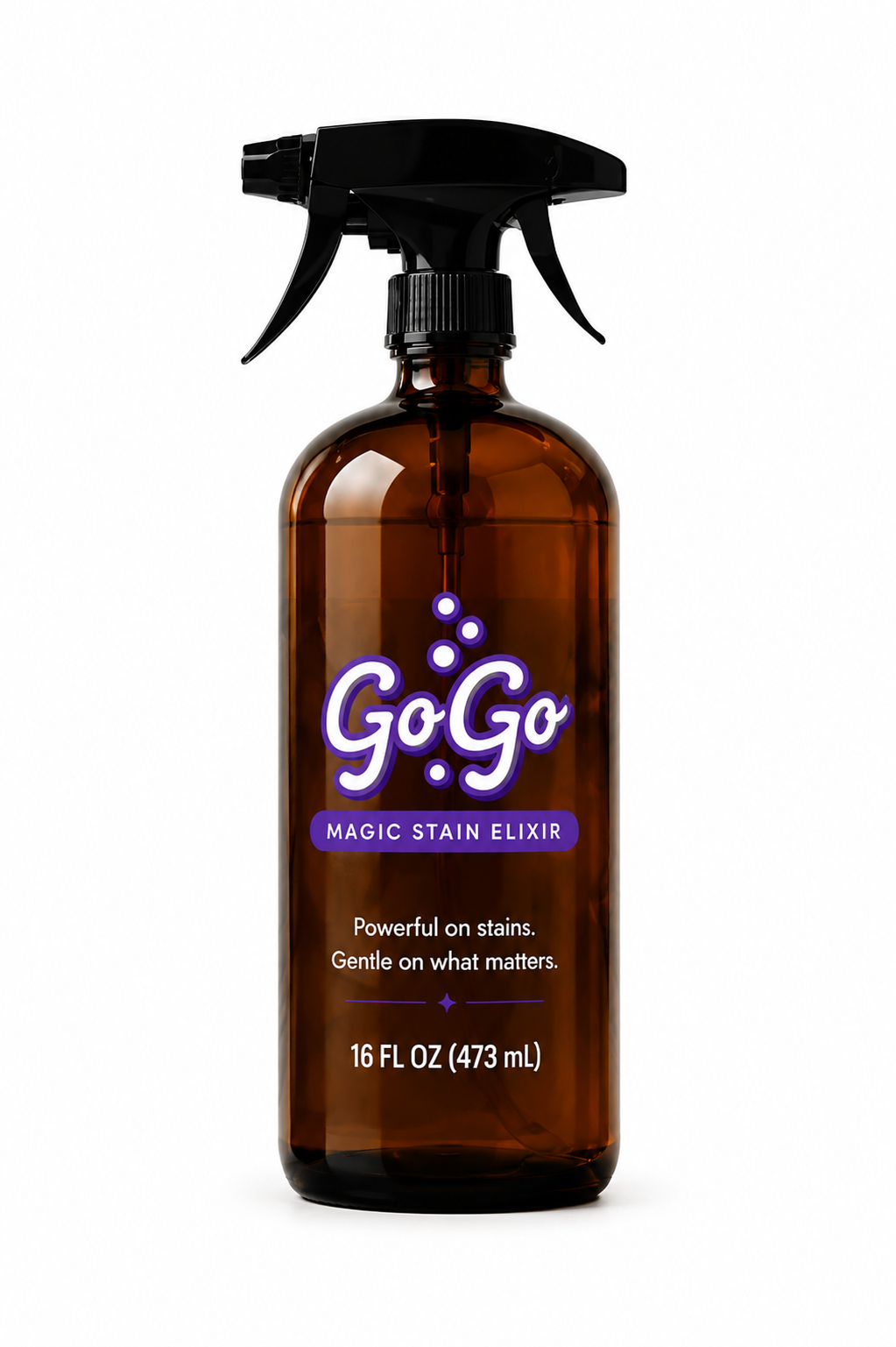 GoGo Magic Stain Elixir 16 oz Glass Spray Bottle